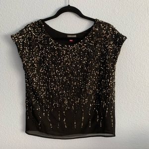 Vince Camuto Black Sequin Top XS